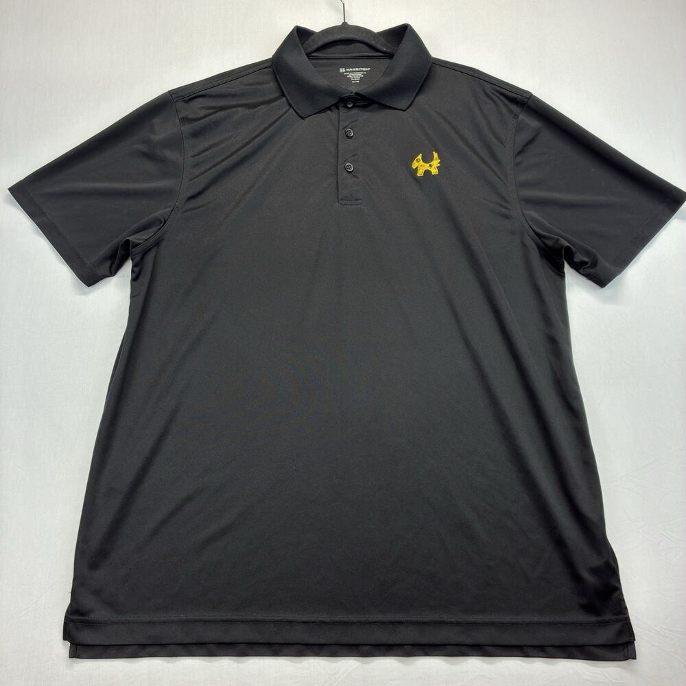 Harriton Polo Shirt Men’s XL Black Performance Golf Casual Embroidered Logo